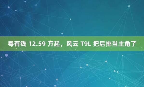 粤有钱 12.59 万起，风云 T9L 把后排当主角了